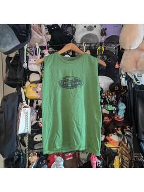 Vision Street Wear Green Skull Sleeveless Tank Top
